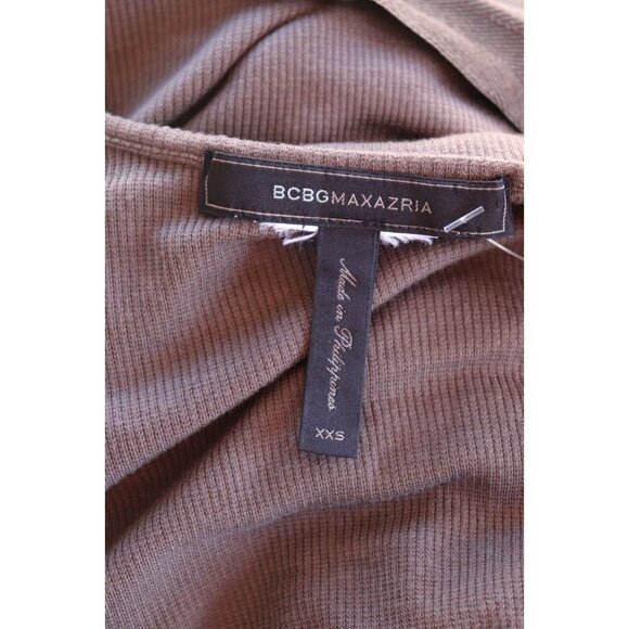 BCBCMAXAZRIA Women’s Size XXS Mocha Brown Maxi Dress Ribbed Knit Scoop Neck $225 - Picture 4 of 5
